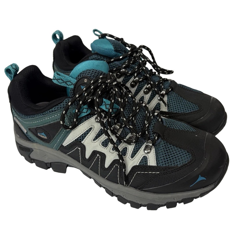 Pacific Mountain Hiking Shoes Dutton Lo Waterproof Women Sz 9.5 Blue Memory Foam